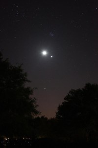 Pleiades and Hyades Clustes with Moon and Planets (click to enlarge)